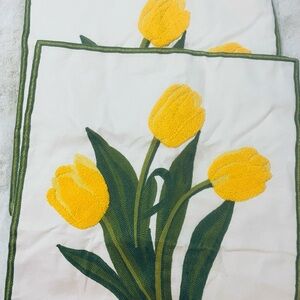 Pilmandu Pack of 2 Embroidered Decorative Floral Tulips Throw Pillow Cover 18x18